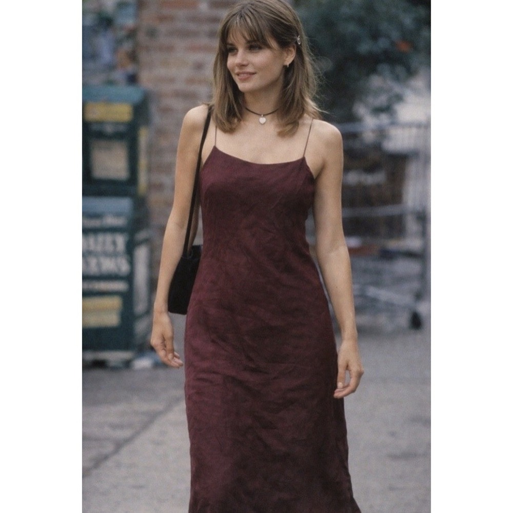 H&M Burgundy Slip Dress Women S Spaghetti Strap Midi 90s Minimalist Fairy Grunge